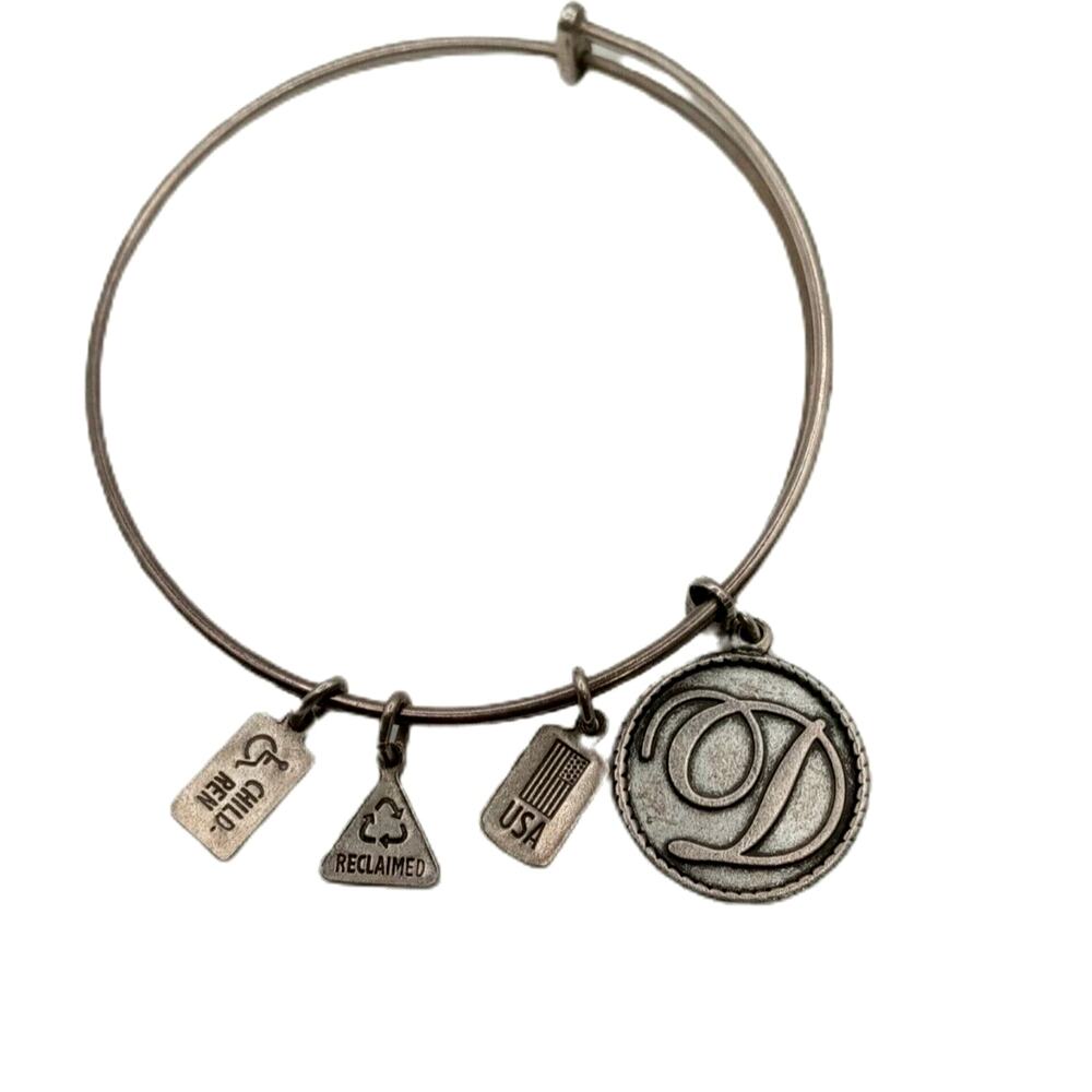 Initial D Charm Bangle Bracelet Wind Fire Silver Tone Adjustable USA